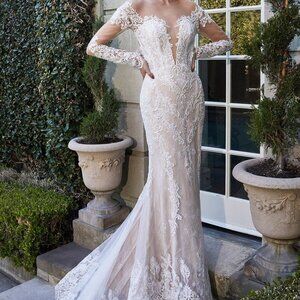 WEDDING BRIDAL OFF WHITE LONG MAXI SHEATH BOHEMIAN LACE MERMAID GOWN AL1022